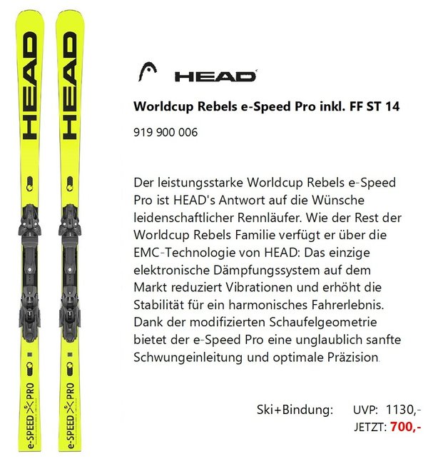 HEAD Worldcup Rebels e-speed FreeFlex ST 14