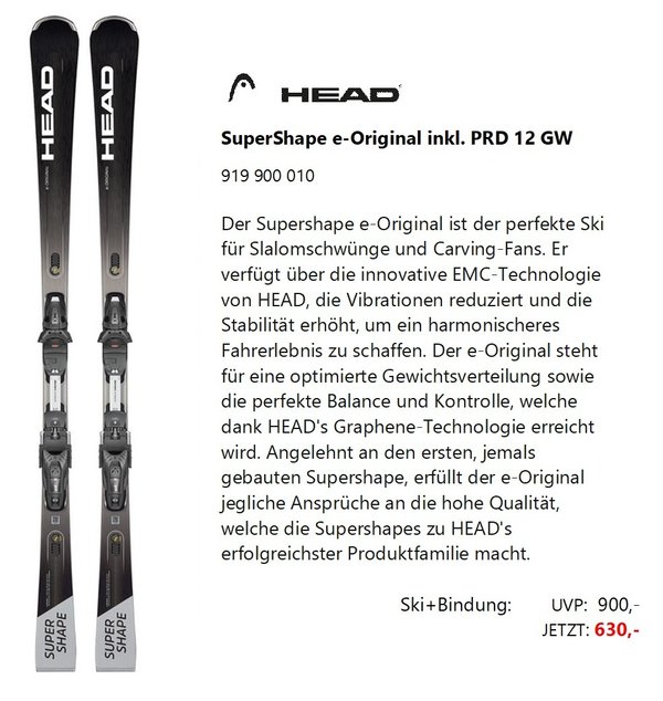 HEAD Supershape e-Original inkl. PRD 12 GW