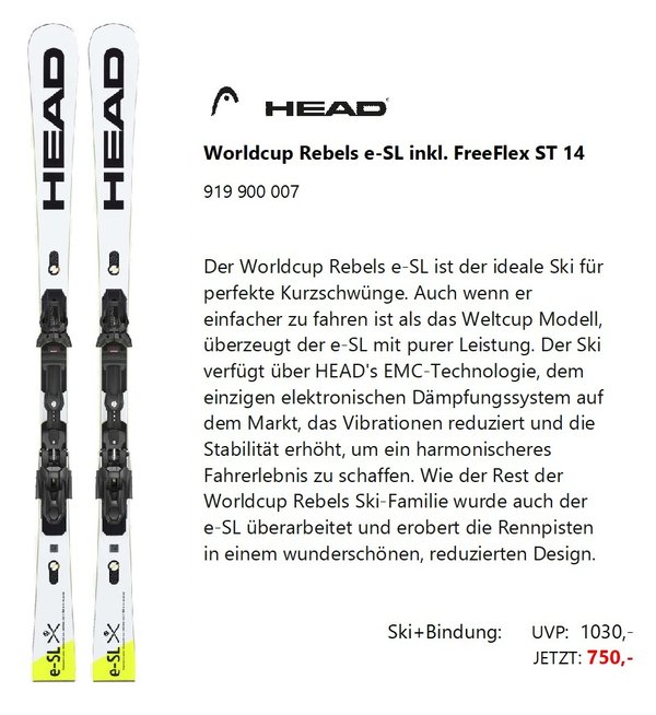 HEAD Worldcup Rebels e-SL FreeFlex ST 14