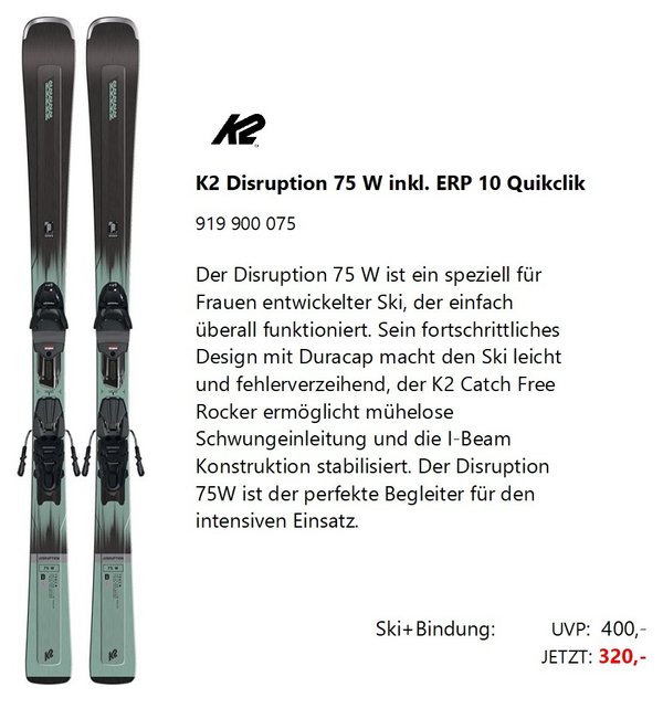 K2 Disruption 75 w ERP 10 Quikclik