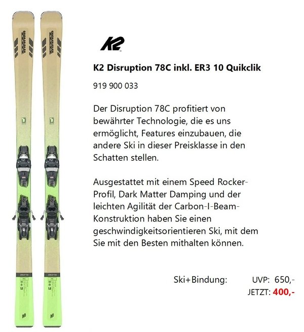 K2 Disruption 78c ER3 10 Quikclik