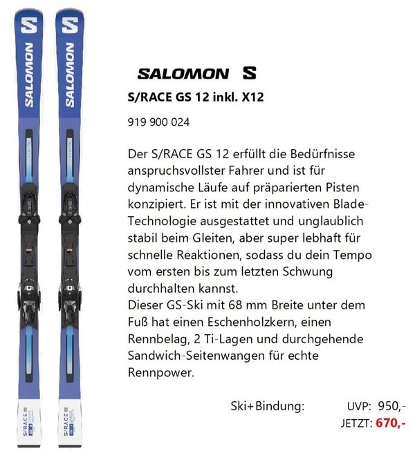 Salomon S/Race GS 12 X12
