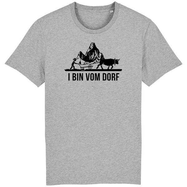 Datschi Trachten Herren T-Shirt "I BIN VOM DORF", heather grey