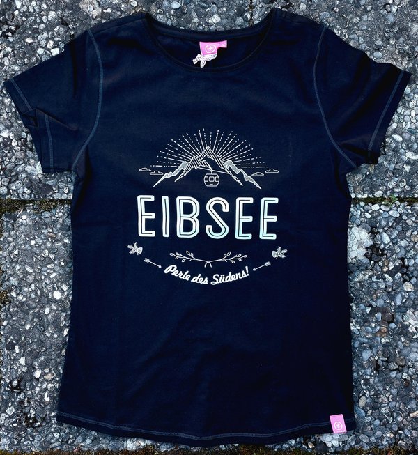 SALZHAUT Damen T-Shirt "Eibsee" black/weiß